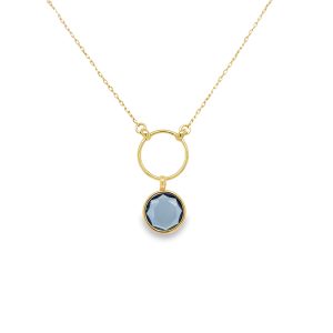 9CT GOLD NECKLACE AQUA - GN220083
